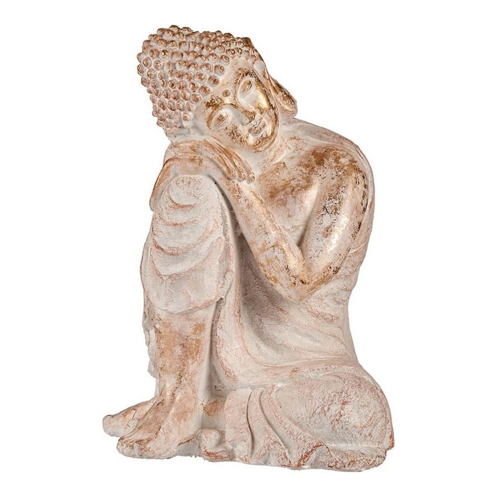 Dekorative Gartenfigur Ibergarden CC20445 CC20445 Weiß Gold Polyesterharz 35,5 x 54,5 x 42 cm Buddha
