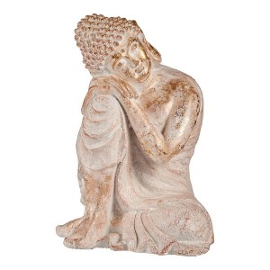 Dekorative Gartenfigur Ibergarden CC20445 CC20445 Weiß Gold Polyesterharz 35,5 x 54,5 x 42 cm Buddha