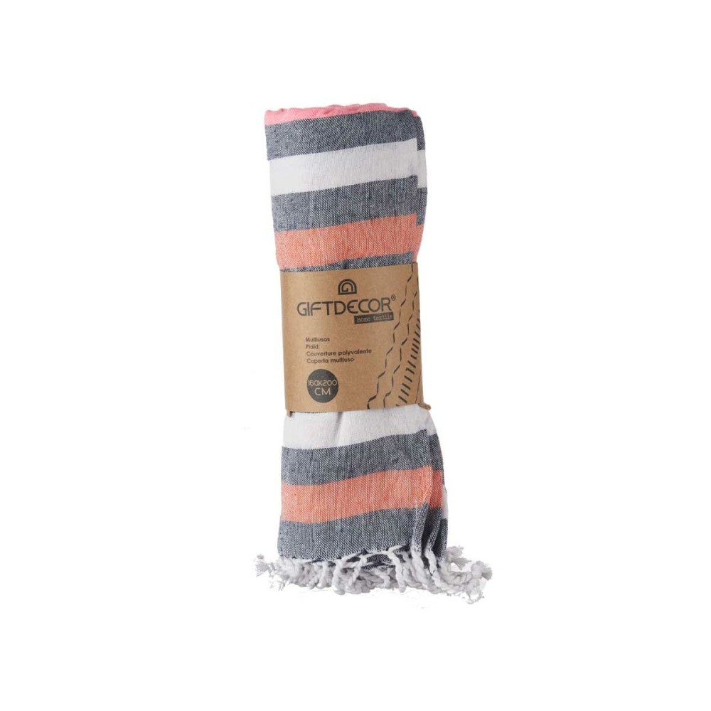 Multipurpose throw Gift Decor 2650 2650 Pink 40 x 9 x 8 cm Stripes