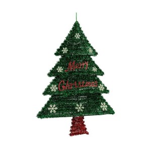 Weihnachtsbaum Krist+ 19CH147-L 19CH147-L Rot grün Silberfarben Silber Polypropylen PET Kunststoff 44 x 58,8 x 7 cm Weihnachtsba