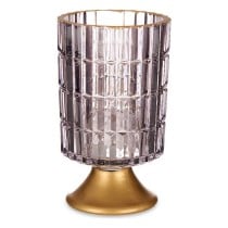 LED-Laterne Gift Decor L1118BMMS-S L1118BMMS-S Grau Gold Metall Glas 10,7 x 18 x 10,7 cm