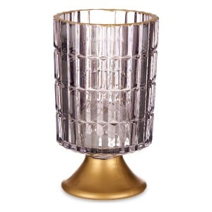 LED-Laterne Gift Decor L1118BMMS-S L1118BMMS-S Grau Gold Metall Glas 10,7 x 18 x 10,7 cm