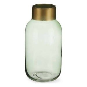 Vase Gift Decor V1224IP-G V1224IP-G Vert Doré verre Lisse 11,5 x 24 x 11,5 cm