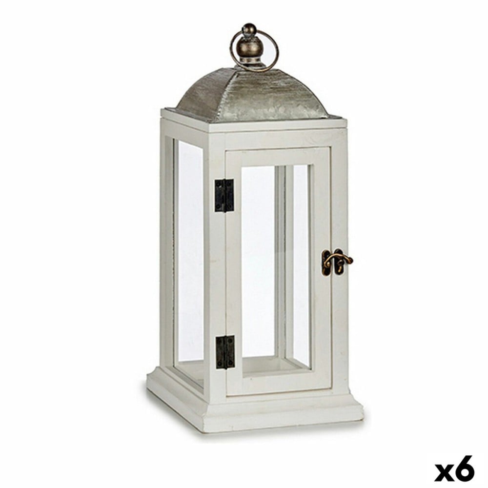 Laterne Gift Decor 19B0806S-A1 19B0806S-A1 Weiß Silberfarben Holz Metall 18 x 43 x 18 cm (6 Stück)