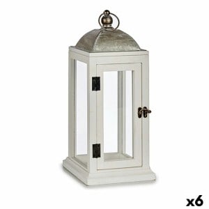 Lantern Gift Decor 19B0806S-A1 19B0806S-A1 White Silver Wood Metal 18 x 43 x 18 cm (6 Units)
