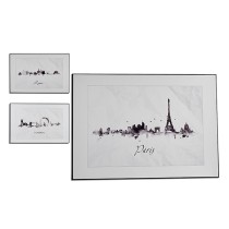 Painting Gift Decor 77561 77561 White Black Particleboard City 81,5 x 3 x 121 cm (3 Units)