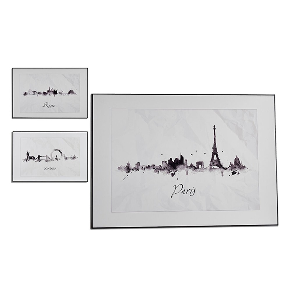 Bild Gift Decor 77561 77561 Weiß Schwarz Spanplatte Stadt 81,5 x 3 x 121 cm (3 Stück)