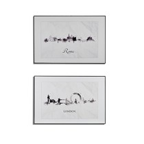 Painting Gift Decor 77561 77561 White Black Particleboard City 81,5 x 3 x 121 cm (3 Units)
