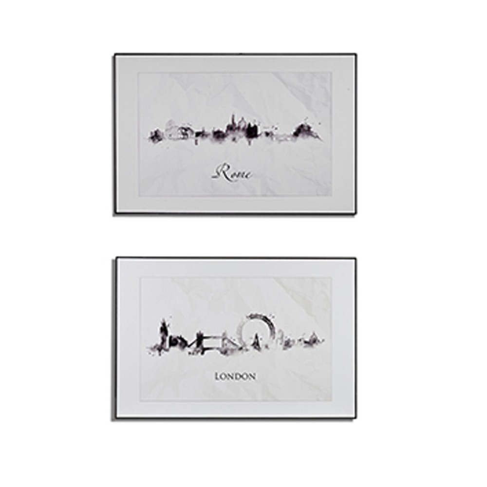 Painting Gift Decor 77561 77561 White Black Particleboard City 81,5 x 3 x 121 cm (3 Units)