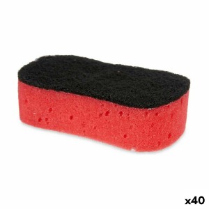 Tampon à récurer 11880004 11880004 Noir Rouge Polyuréthane Mousse Fibre abrasive 7,3 x 4 x 12,3 cm (40 Unités)