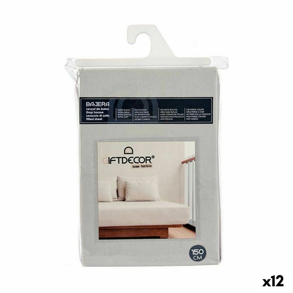 Fitted sheet Gift Decor COL 2-A-150 COL 2-A-150 Grey 150 cm (12 Units)
