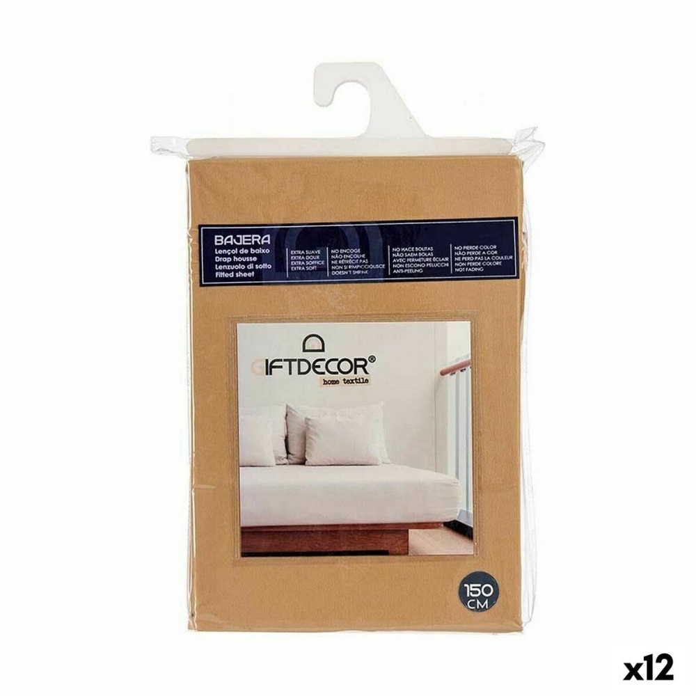 Fitted sheet Gift Decor COL 3-A-150 COL 3-A-150 Beige 150 cm (12 Units)