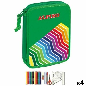 Double Pencil Case Alpino Green Multicolour (32 Pieces) (4 Units)