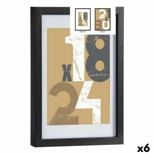 Photo frame Gift Decor 668826-BLACK 668826-BLACK Black Glass MDF Wood (6 Units)