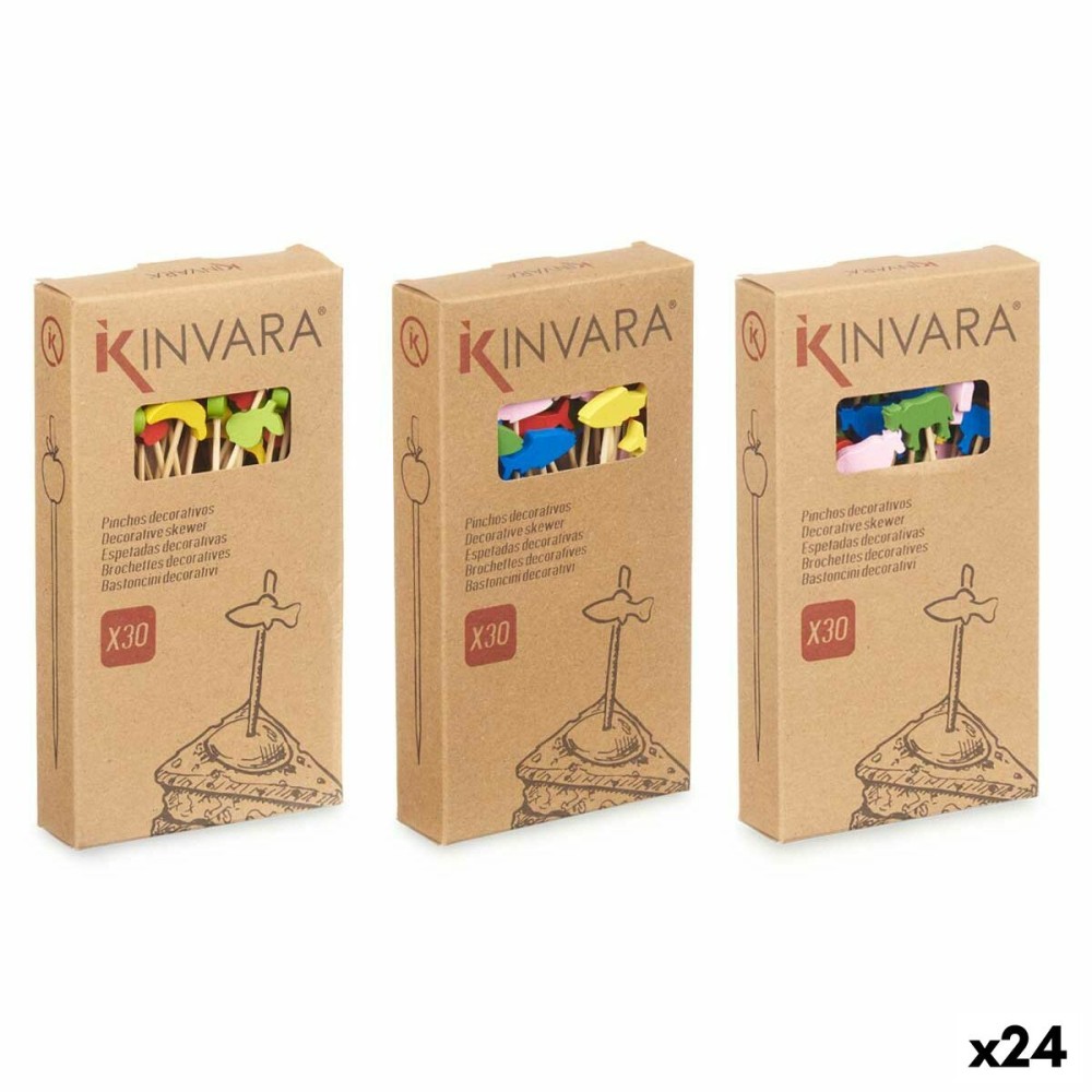 Ensemble de brochettes pour barbecue Kinvara 47527 47527 Bambou Brochette Décoré (24 Unités)
