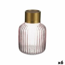 Vase Gift Decor V1218IP-C V1218IP-C Rosa Gold Glas Streifen 12 x 18 x 12 cm (6 Stück)