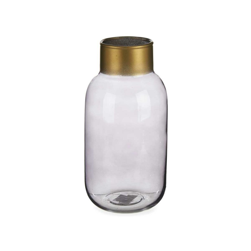 Vase Gift Decor V1224IP-S V1224IP-S Grey Golden Glass 11,5 x 24 x 11,5 cm (6 Units)