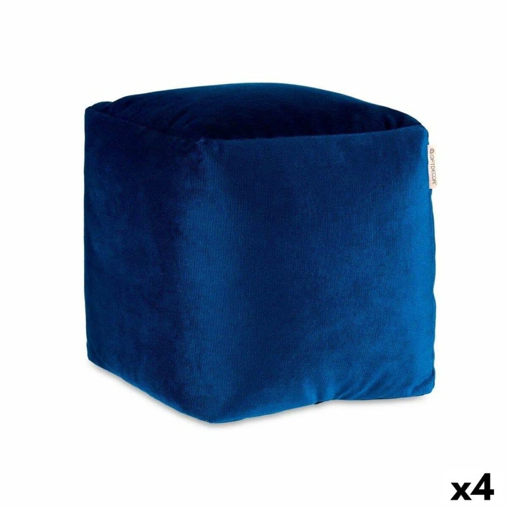 Puff Gift Decor QUADRADO-AZUL QUADRADO-AZUL Blau polystyrol Samt (4 Stück)