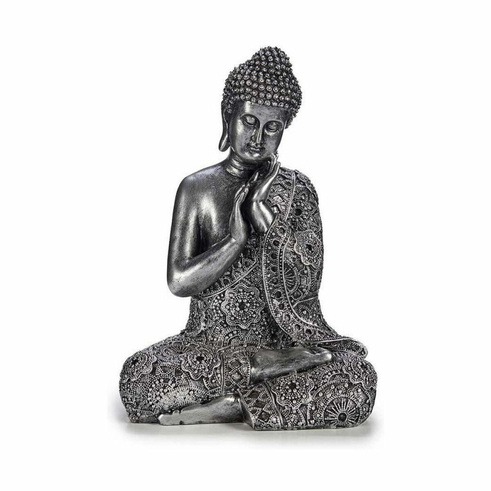 Decorative Figure Gift Decor XS19702-B XS19702-B Silver Buddha Sitting 22 x 33 x 18 cm (4 Units)