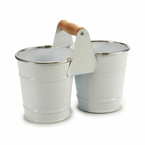 Cache-pot Ibergarden D60088-D D60088-D Blanc Argenté Bois Zinc Double 20 x 15 x 10,2 cm 20,5 x 15 x 10,2 cm (24 Unités)