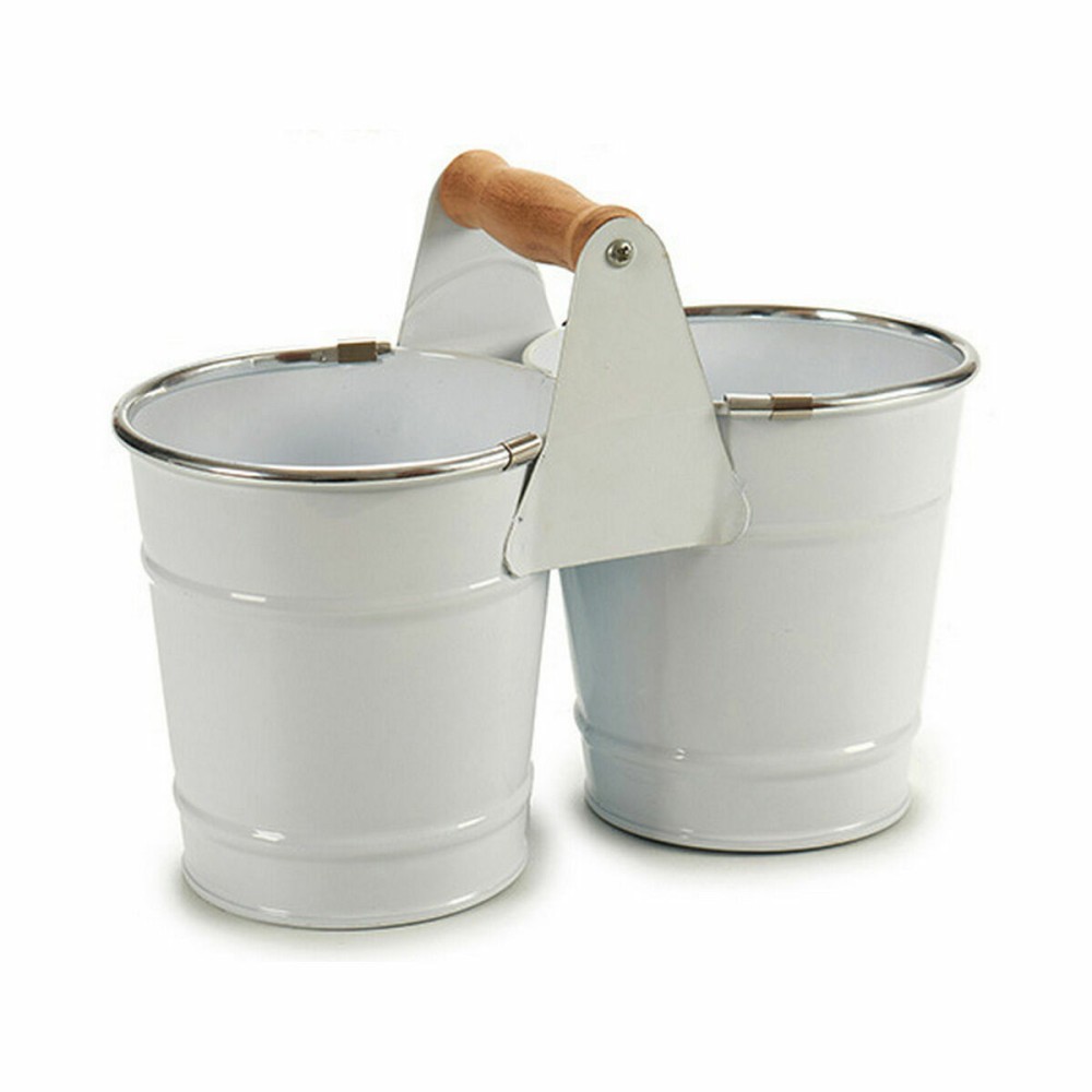 Planter Ibergarden D60088-D D60088-D White Silver Wood Zinc Double 20 x 15 x 10,2 cm 20,5 x 15 x 10,2 cm (24 Units)