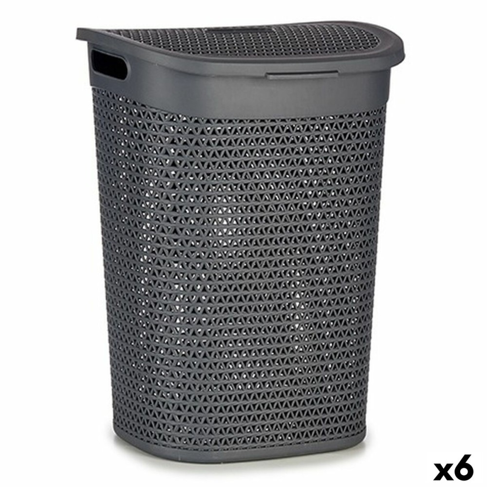 Laundry Basket Kipit 4790-2 4790-2 Anthracite Plastic 60 L 43,5 x 57,5 x 34 cm 43,5 x 57 x 34 cm (6 Units)