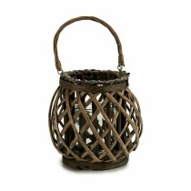 Candleholder Gift Decor 38617 38617 Brown Grey wicker Glass 29,5 x 24 x 22 cm (6 Units)