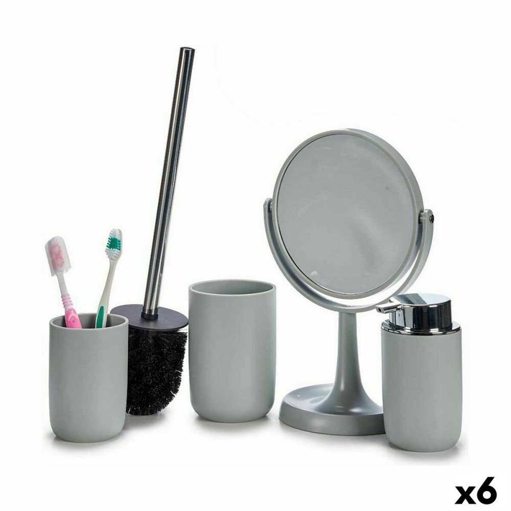 Bath Set Berilo CN-B6369-G CN-B6369-G Grey polypropylene 16,5 x 29,5 x 17 cm 4 Pieces (6 Units)