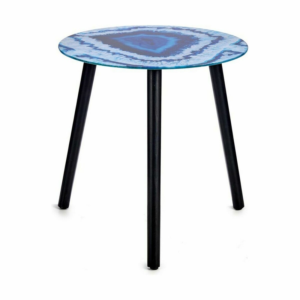 Table d'appoint Gift Decor 18S6906-N-RD-40CM 18S6906-N-RD-40CM Bleu Noir 40 x 41,5 x 40 cm Marbre (4 Unités)