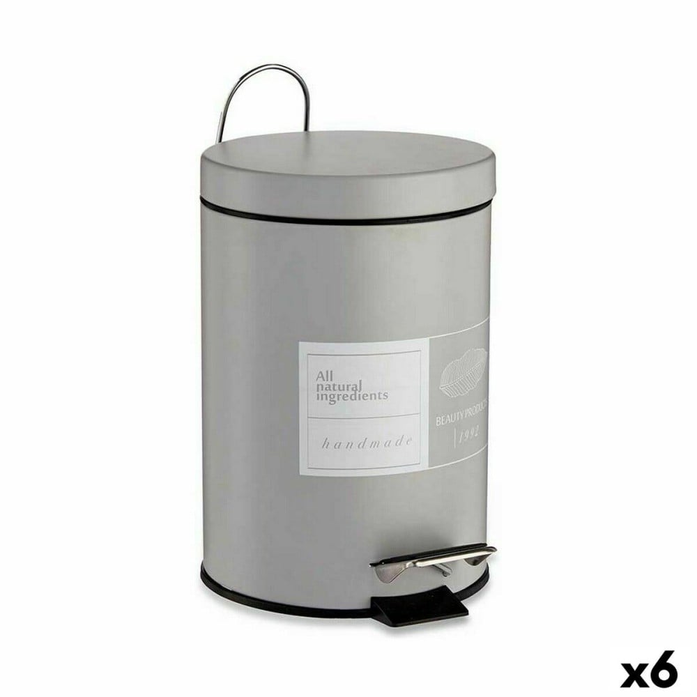 Pedal bin Berilo 89573 B0012D Beauty Products White Grey Steel Plastic 3 L (6 Units)