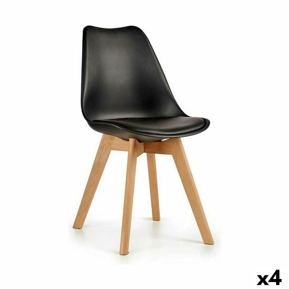 Dining Chair Gift Decor 3B 3B Brown Black Wood Plastic 42 x 80 x 50 cm (4 Units)