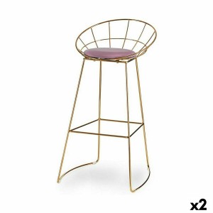Hocker Gift Decor 026SILLA BAR B 026SILLA BAR B Rosa Gold Polyester Eisen 51 x 94 x 52 cm (2 Stück)