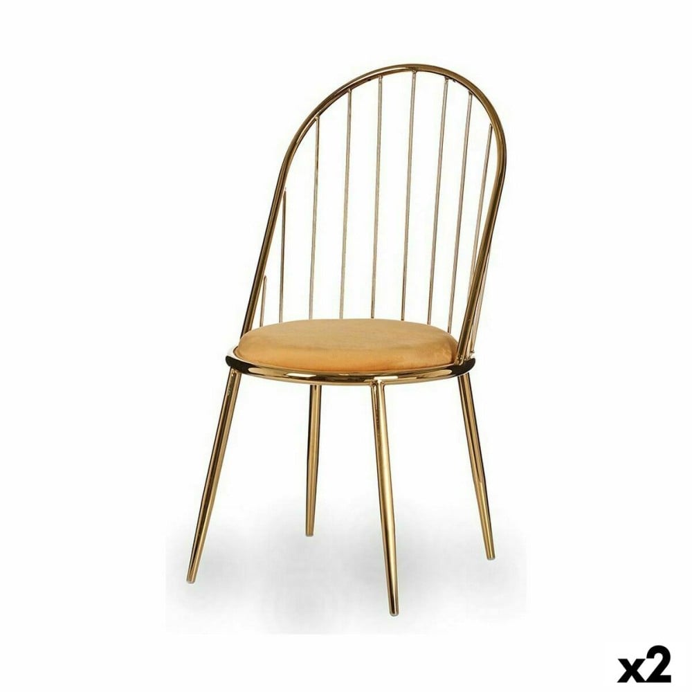 Chaise Gift Decor 036 A 036 A Doré Moutarde Polyester Fer 48 x 95,5 x 48 cm Barres (2 Unités)
