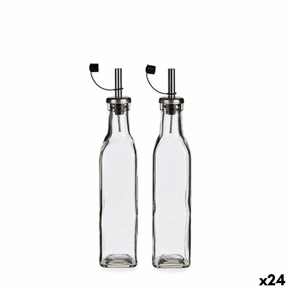 Oil and Vinegar Set Vivalto WJ7069-M WJ7069-M Transparent Metal Glass Silicone Stainless steel Crystal Plastic 300 ml 10,5 x 26 
