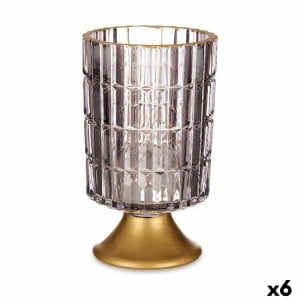 Lanterne à LED Gift Decor L1118BMMS-S L1118BMMS-S Gris Doré verre 10,7 x 18 x 10,7 cm (6 Unités)