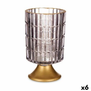LED Lantern Gift Decor L1118BMMS-S L1118BMMS-S Grey Golden Glass 10,7 x 18 x 10,7 cm (6 Units)