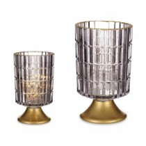 Lanterne à LED Gift Decor L1118BMMS-S L1118BMMS-S Gris Doré verre 10,7 x 18 x 10,7 cm (6 Unités)