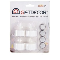 Ensemble de Bougies Gift Decor LET-04 LET-04 Blanc 4 x 4 x 3,7 cm 13,5 x 17 x 4 cm LED (12 Unités)