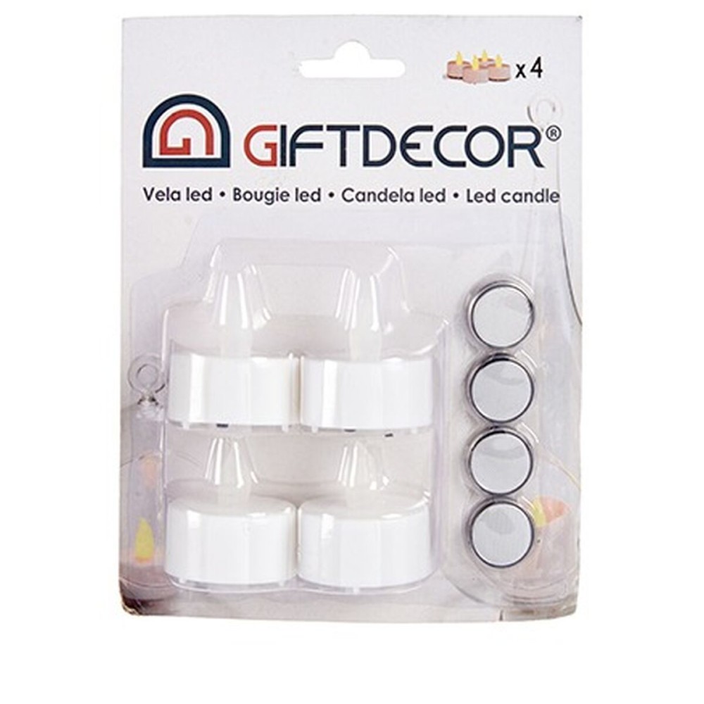 Ensemble de Bougies Gift Decor LET-04 LET-04 Blanc 4 x 4 x 3,7 cm 13,5 x 17 x 4 cm LED (12 Unités)