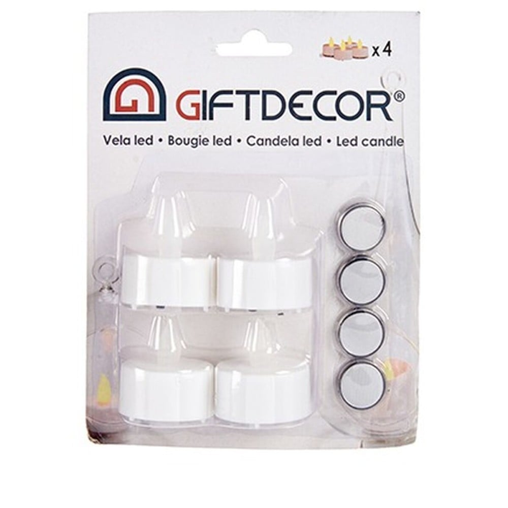 Kerzen-Set Gift Decor LET-04 LET-04 Weiß 4 x 4 x 3,7 cm 13,5 x 17 x 4 cm LED (12 Stück)