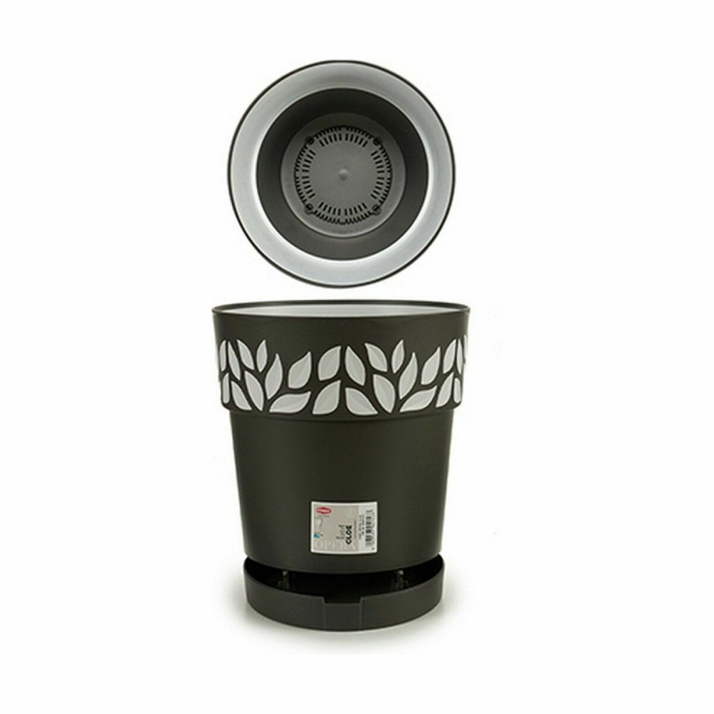 Self-watering flowerpot Stefanplast 94153 Cloe Anthracite Plastic 29 x 29 x 29 cm (6 Units)