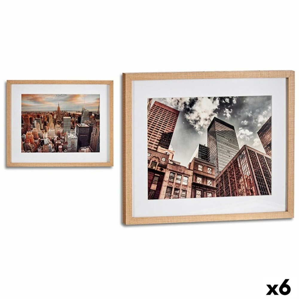 Painting Gift Decor 94948 94948 Brown Wood Glass Building 43 x 3 x 53 cm (6 Units)