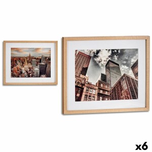 Painting Gift Decor 94948 94948 Brown Wood Glass Building 43 x 3 x 53 cm (6 Units)