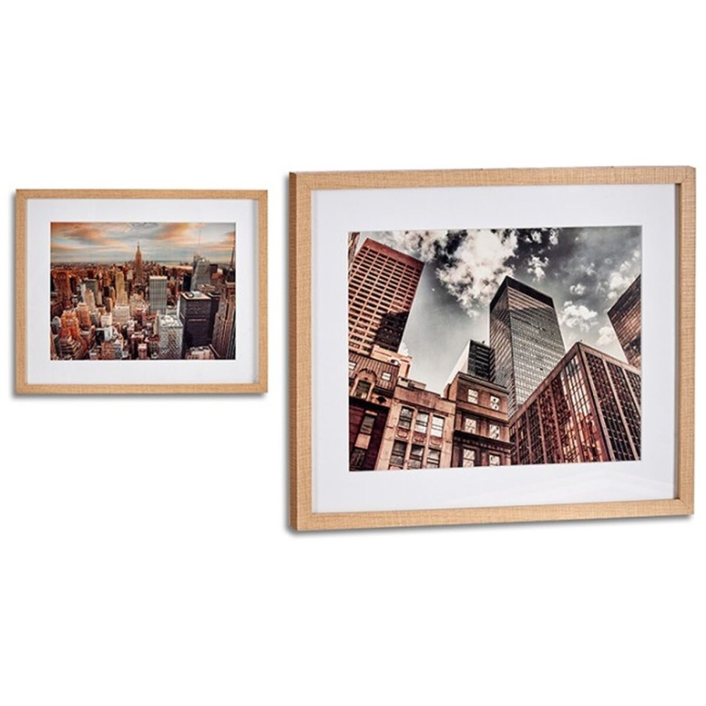 Painting Gift Decor 94948 94948 Brown Wood Glass Building 43 x 3 x 53 cm (6 Units)