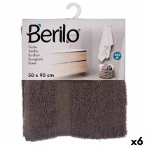 Bath towel Berilo 89669 89669 Grey 80 % cotton 20 % Polyester 50 x 90 cm 50 x 0,5 x 90 cm 50 x 90 x 0,5 cm 25 x 3 x 22 cm (6 Uni