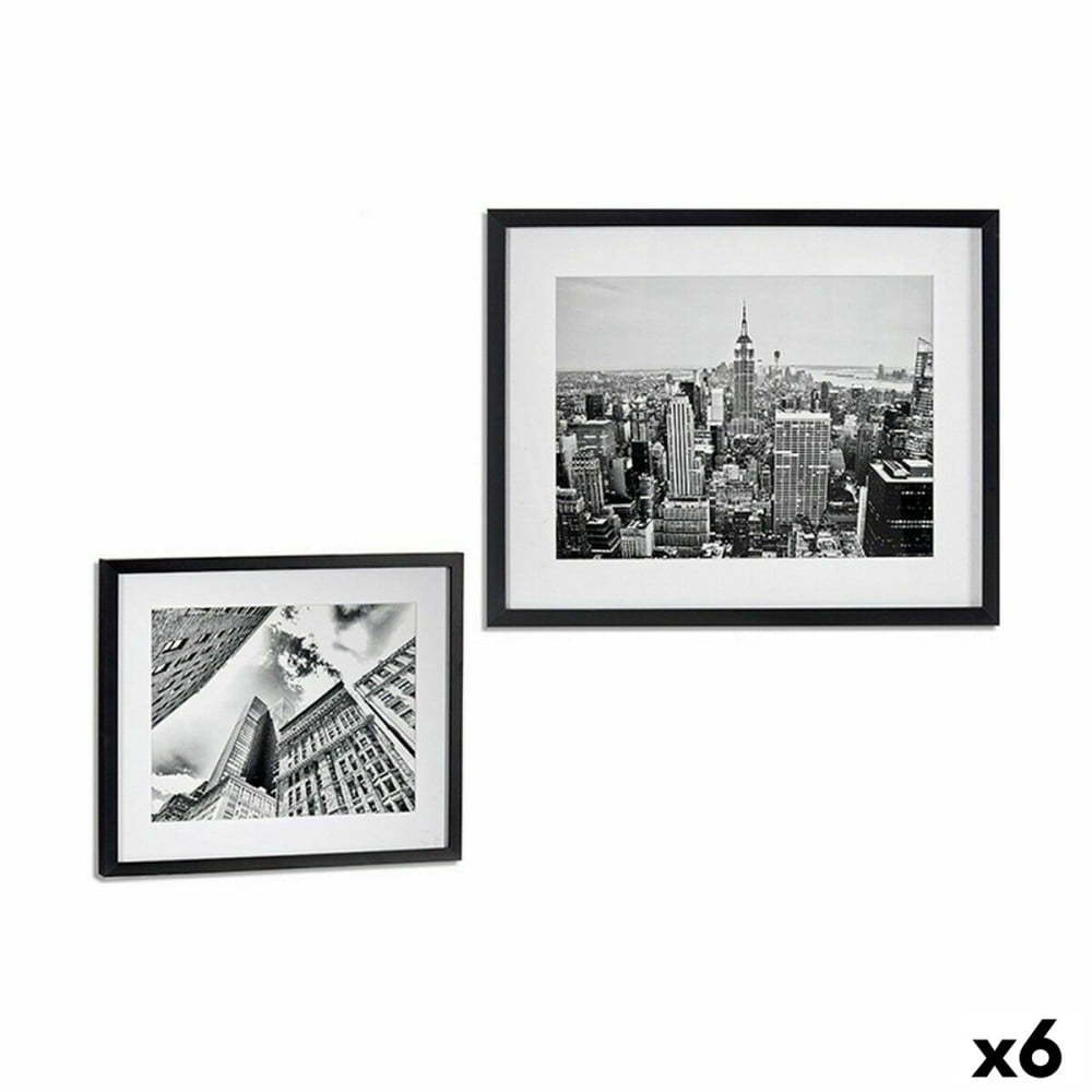 Painting Gift Decor 94951 94951 Black Wood Glass Building 43 x 3 x 53 cm (6 Units)