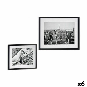Bild Gift Decor 94951 94951 Schwarz Holz Glas Gebäude 43 x 3 x 53 cm (6 Stück)