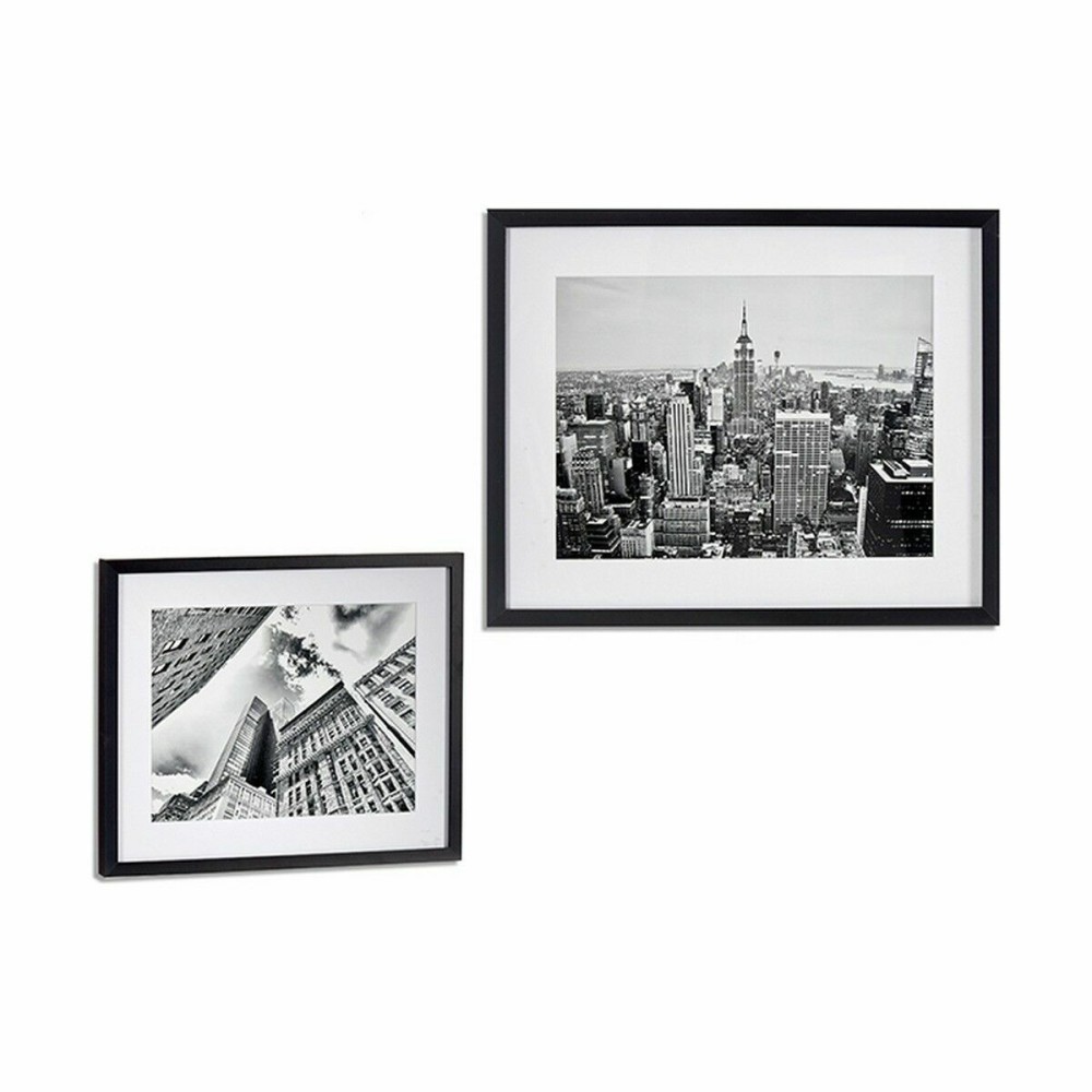 Bild Gift Decor 94951 94951 Schwarz Holz Glas Gebäude 43 x 3 x 53 cm (6 Stück)