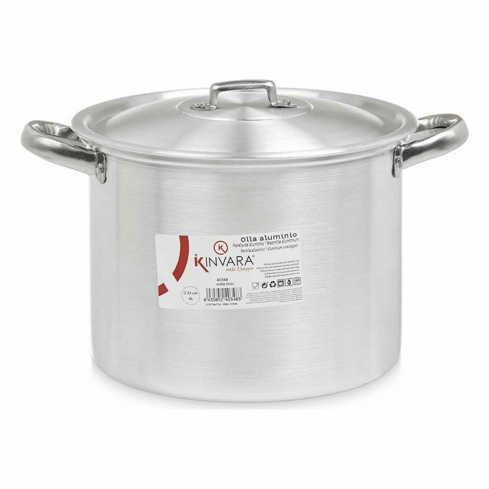 Marmite avec couvercle Kinvara 100034 100034 Argenté Aluminium 31 x 20 x 24 cm (6 Unités)