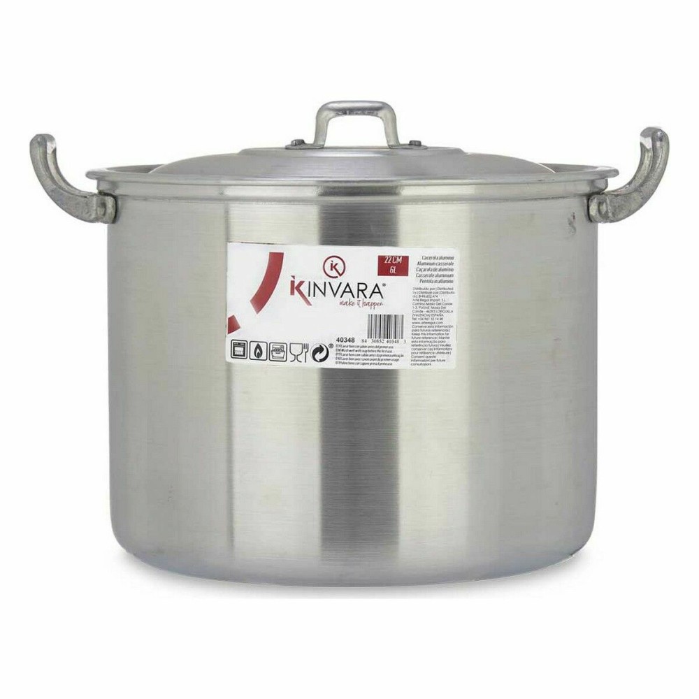 Kochtopf mit Deckel Kinvara 100034 100034 Silberfarben Aluminium 31 x 20 x 24 cm (6 Stück)